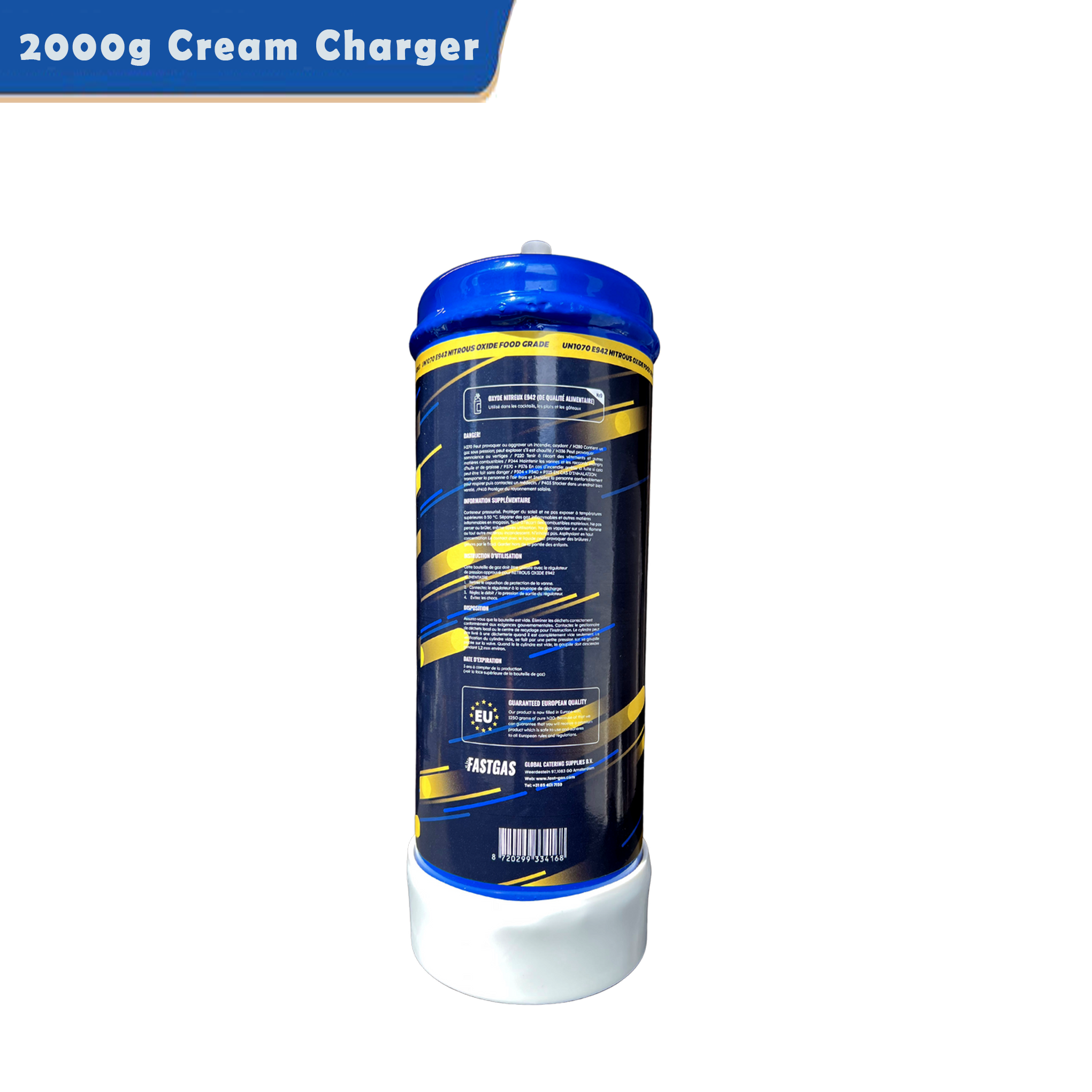 FastGas 3.3L N2O Cylinder 2000g Cream Charger Tank Wholesale Free OEM